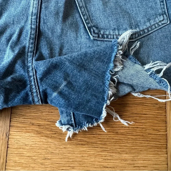 Madewell 25 The Dadjean Short Castlewood Wash Blue Denim Distressed Button Fly - Picture 13 of 13